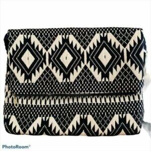 Little Marcel Sourire Noir Crossbody Textile Bag in Black & Metallic Gold NEW